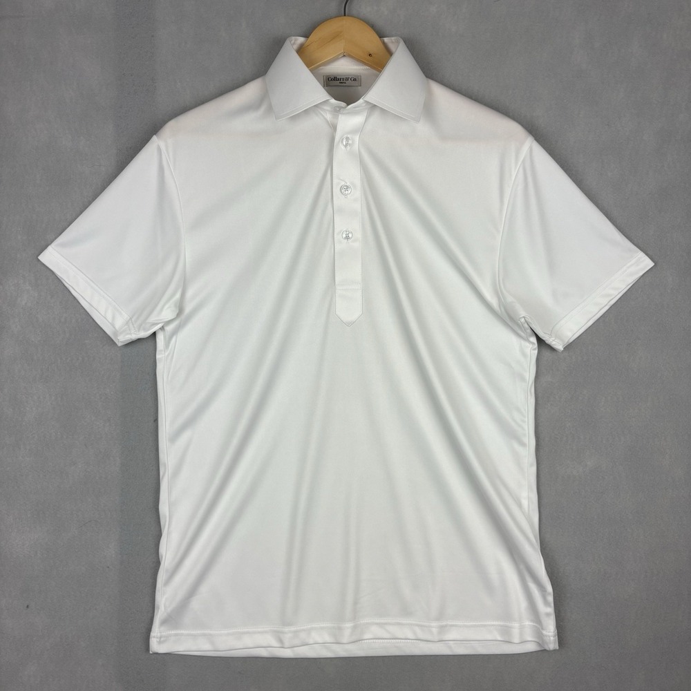 Collars & Co Dress Collar Polo Men’s Small White Stretch Casual Preppy Office